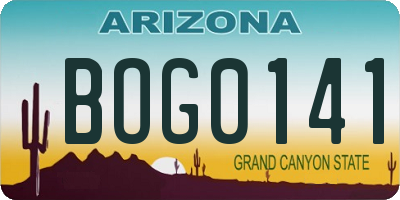 AZ license plate BOG0141