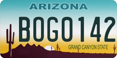 AZ license plate BOG0142