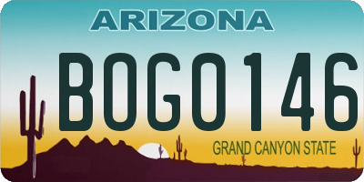 AZ license plate BOG0146