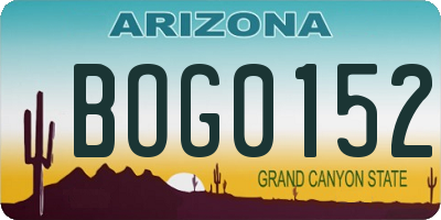 AZ license plate BOG0152