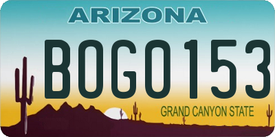 AZ license plate BOG0153
