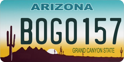 AZ license plate BOG0157