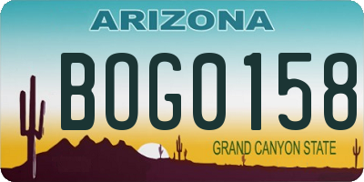 AZ license plate BOG0158
