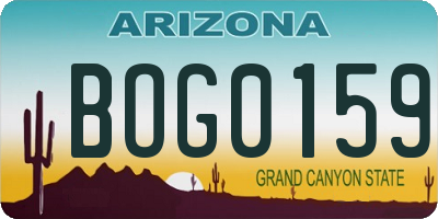 AZ license plate BOG0159
