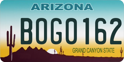 AZ license plate BOG0162