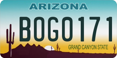 AZ license plate BOG0171