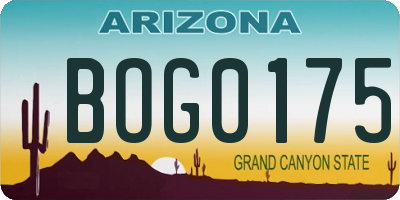 AZ license plate BOG0175