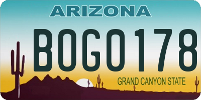 AZ license plate BOG0178