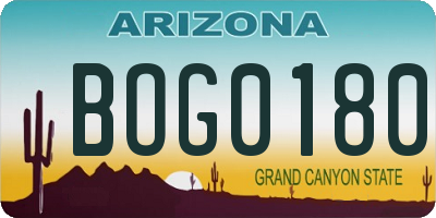 AZ license plate BOG0180