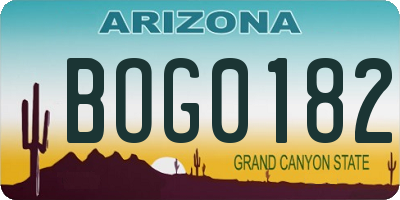 AZ license plate BOG0182
