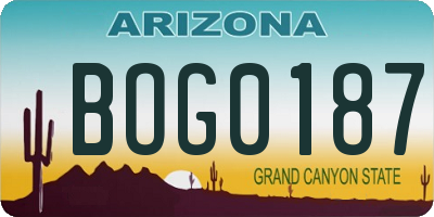 AZ license plate BOG0187