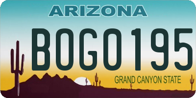 AZ license plate BOG0195