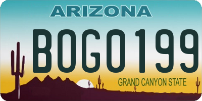 AZ license plate BOG0199