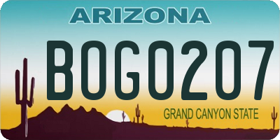 AZ license plate BOG0207