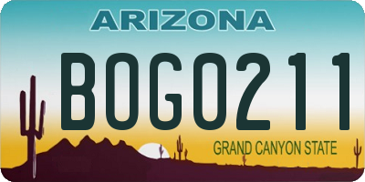 AZ license plate BOG0211