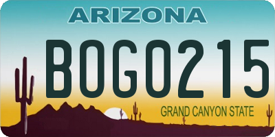 AZ license plate BOG0215