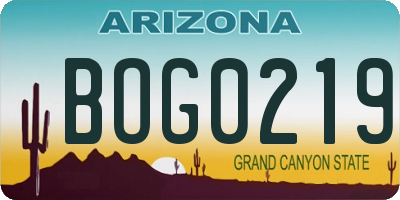 AZ license plate BOG0219