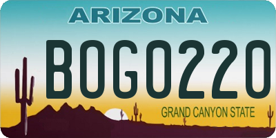 AZ license plate BOG0220