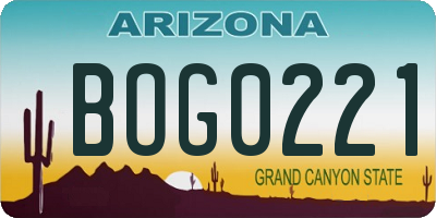 AZ license plate BOG0221