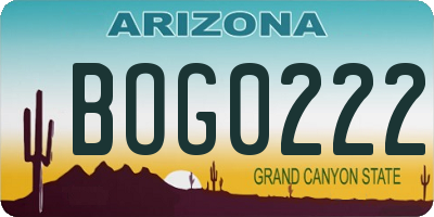 AZ license plate BOG0222
