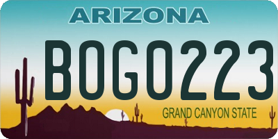 AZ license plate BOG0223