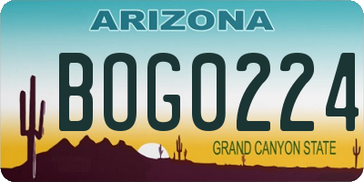 AZ license plate BOG0224