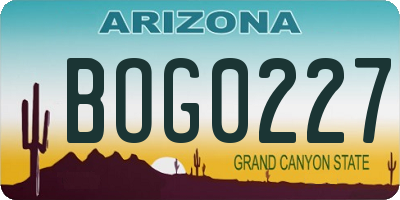 AZ license plate BOG0227