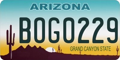 AZ license plate BOG0229