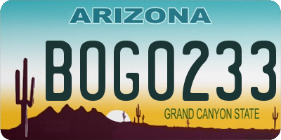 AZ license plate BOG0233