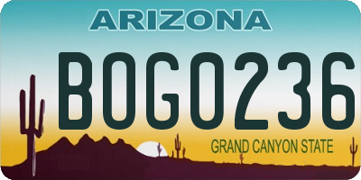 AZ license plate BOG0236