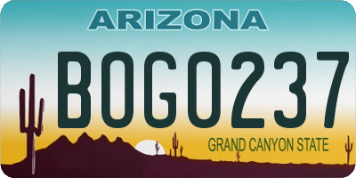 AZ license plate BOG0237