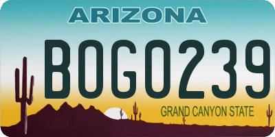 AZ license plate BOG0239
