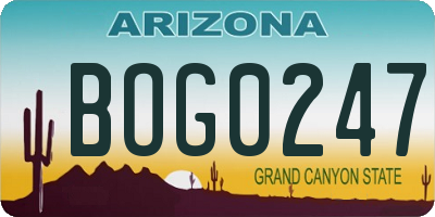 AZ license plate BOG0247