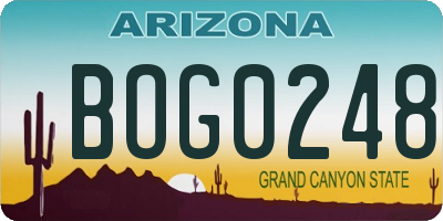 AZ license plate BOG0248