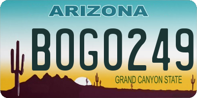 AZ license plate BOG0249