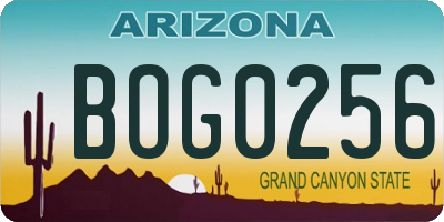 AZ license plate BOG0256