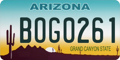 AZ license plate BOG0261