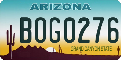 AZ license plate BOG0276