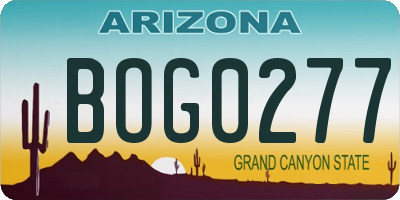 AZ license plate BOG0277