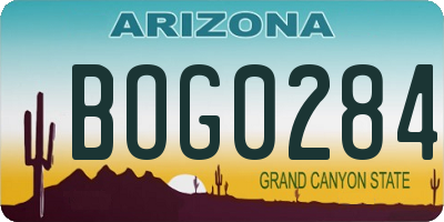 AZ license plate BOG0284