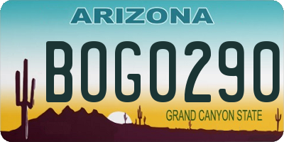 AZ license plate BOG0290
