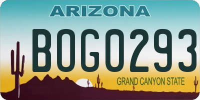 AZ license plate BOG0293