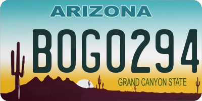 AZ license plate BOG0294