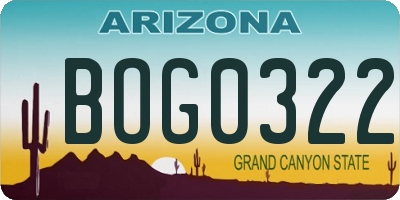 AZ license plate BOG0322