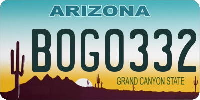 AZ license plate BOG0332