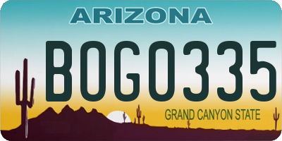 AZ license plate BOG0335