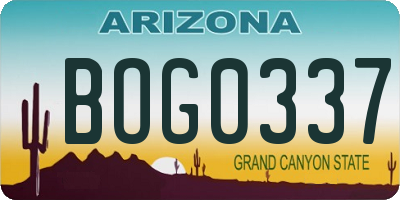 AZ license plate BOG0337