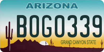 AZ license plate BOG0339