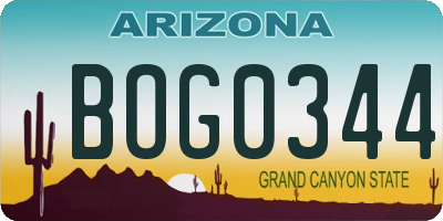 AZ license plate BOG0344