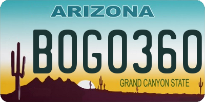 AZ license plate BOG0360